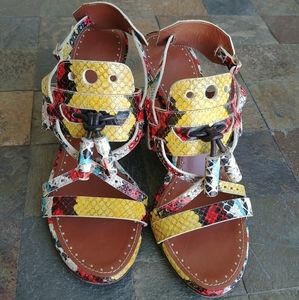 Authentic Proenza Schouler Leather Embossed T-Strap Sandals